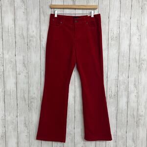 Talbots Petites Curvy Red Corduroy Mid Rise Bootcut Holiday Cotton Pants 6P